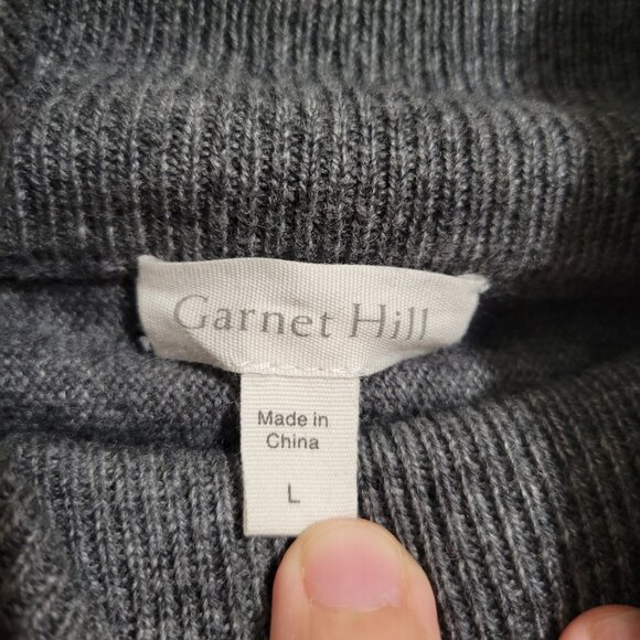 Garnet Hill Grey Merino Wool Cashmere Tunic Turtle Sweater Large - Picture 8 of 11